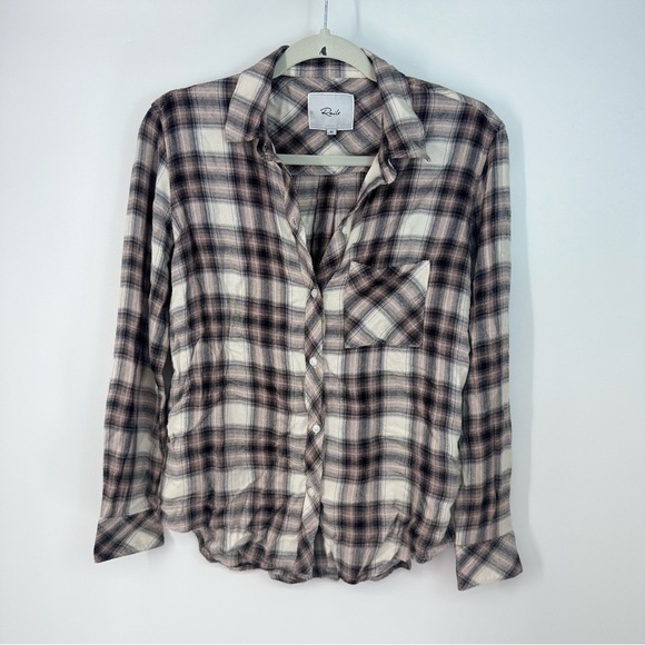 Rails Long Sleeve Plaid Button Up Lightweight Flannel - Picture 1 of 4